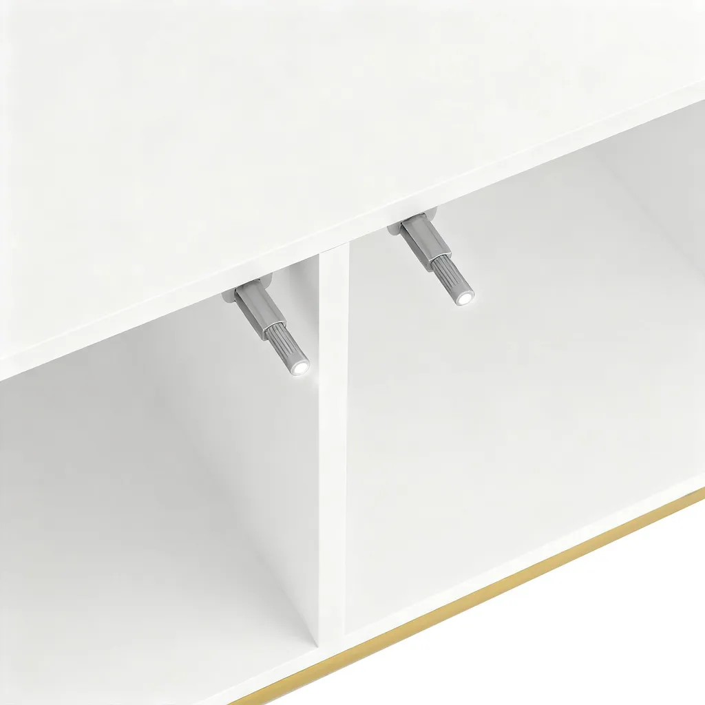 Meuble d'Entrée Compact Blanc à Double Porte et Rangement à Chaussures - 6