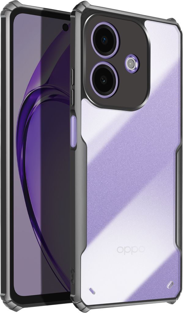 Avizar, Stoßfeste Schutzhülle für Oppo A40 Silikon-Umrandung, Schwarz