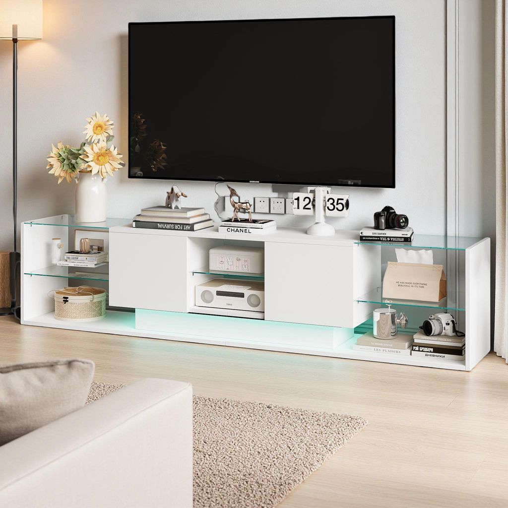 Fortuna Lai Armoire TV moderne, table TV avec 2 tiroirs et Image du produit 