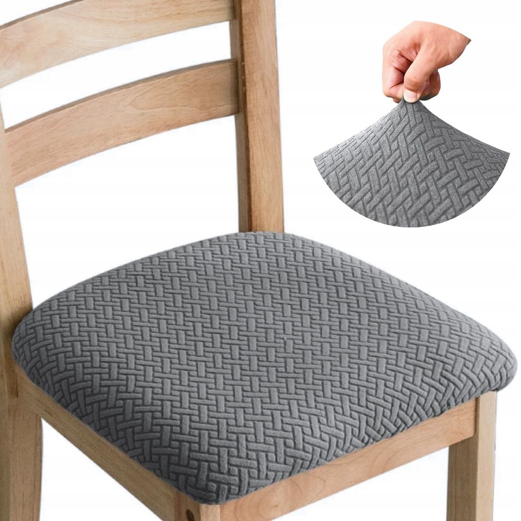 Stretch Sitzbezug für Stühle - 40 x 40 cm - Grauer Jacquard Produktbild 