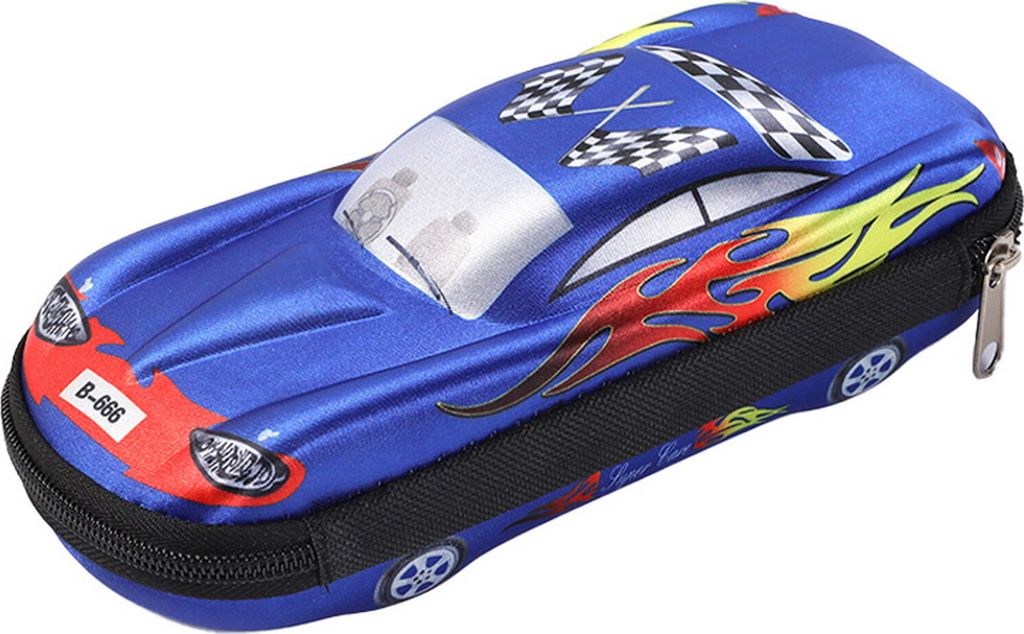 Schreinbox im Auto-Design, großes Fassungsvermögen, Befestigungslöcher, Netztaschen, Stifteetui in Autoform, Schulbedarf