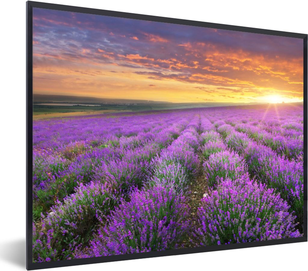 MuchoWow Gerahmtes Poster Lavendel - Wolken - Frühling 40x30 cm - Poster mit Schwarzem Bilderrahmen Wandposter Rahmen Foto Bilder - Kunstposter ...