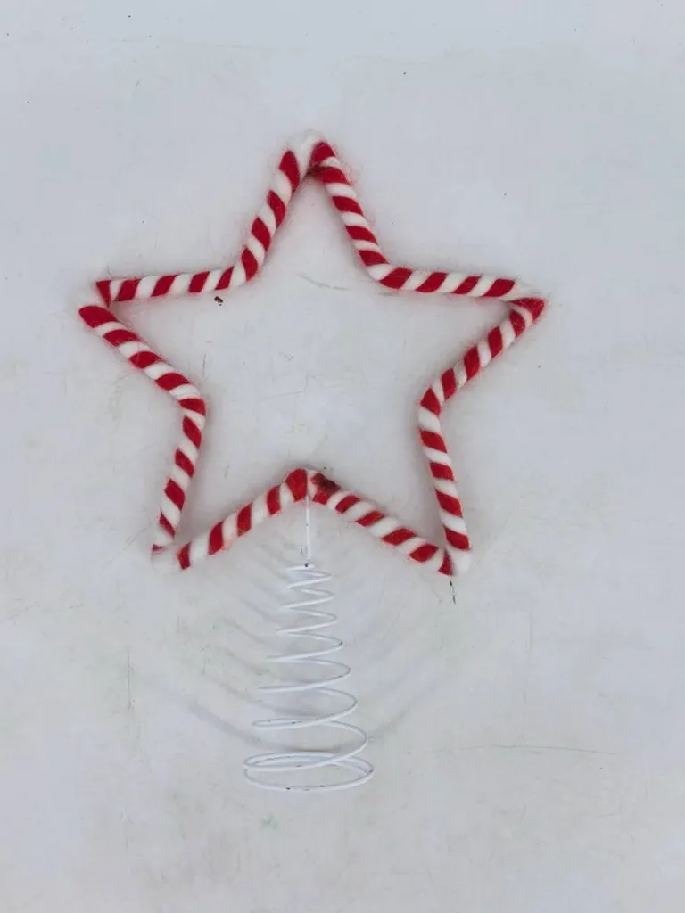 Cimier de sapin étoile rayée rouge et blanc 19 cm Feeric Lights Noël