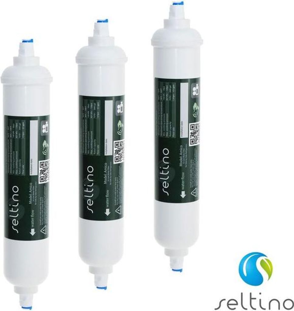 3x Seltino AMICO Wasserfilter Kühlschrankfilter extern 1/4' (UV-Steril verpackt)