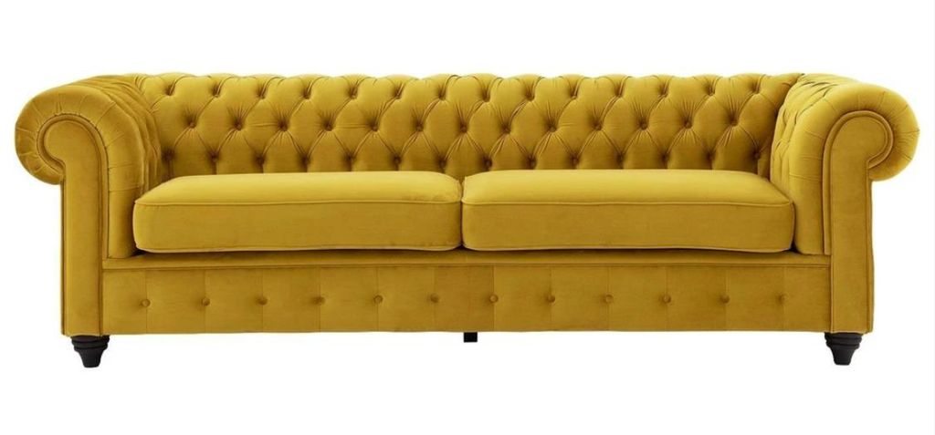 Gelbe Couch mit knöpfen Chesterfield Sofa Polster Sitz Produktbild 