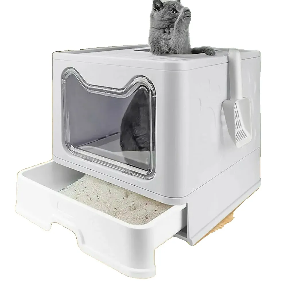 Toilette Gatto Design Pieghevole Grigio - Grande Formato Elegante
