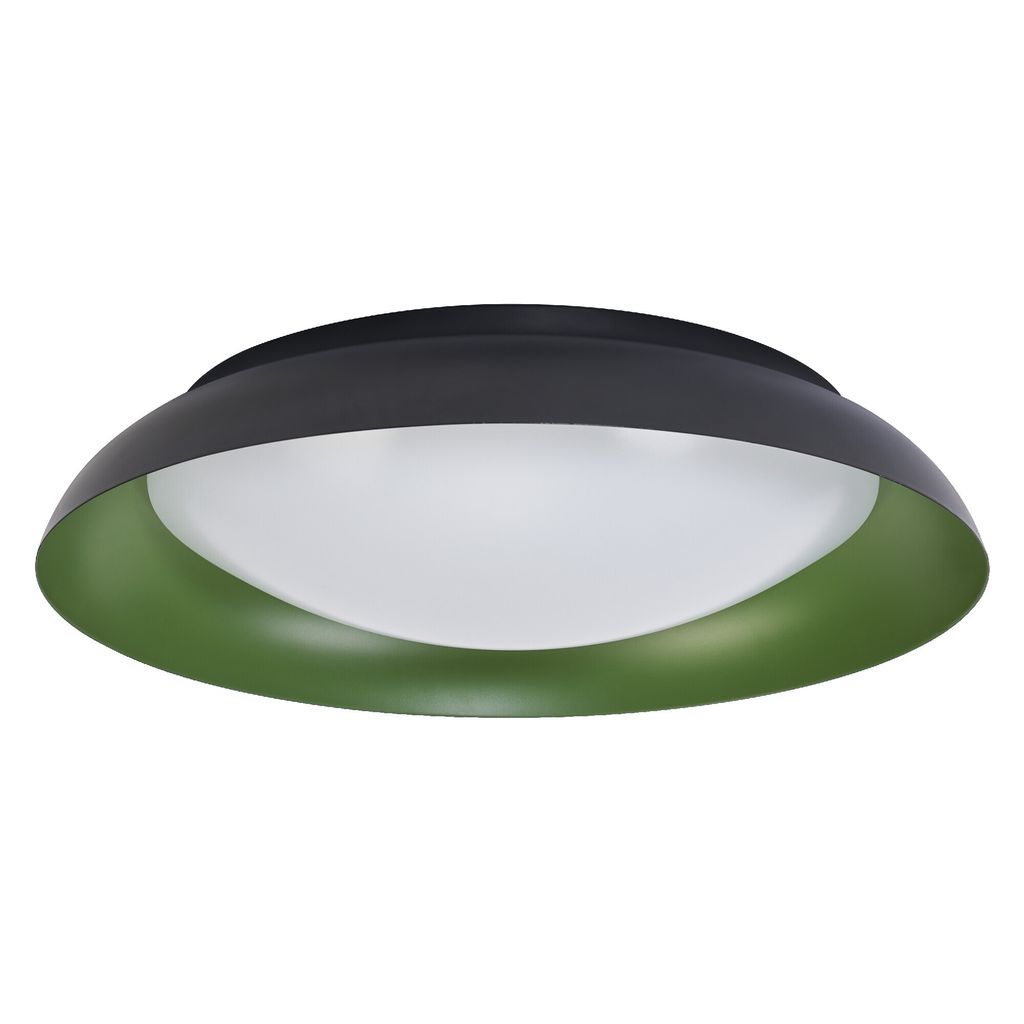 LEDVANCE Orbis Plate LED-Deckenleuchte, schwarz-grün, 45W, 2200lm, 3000K, 480mm, 830 freundliches Warmweiß, durch Kicken in 3-Stufen dimmbar, IP2...