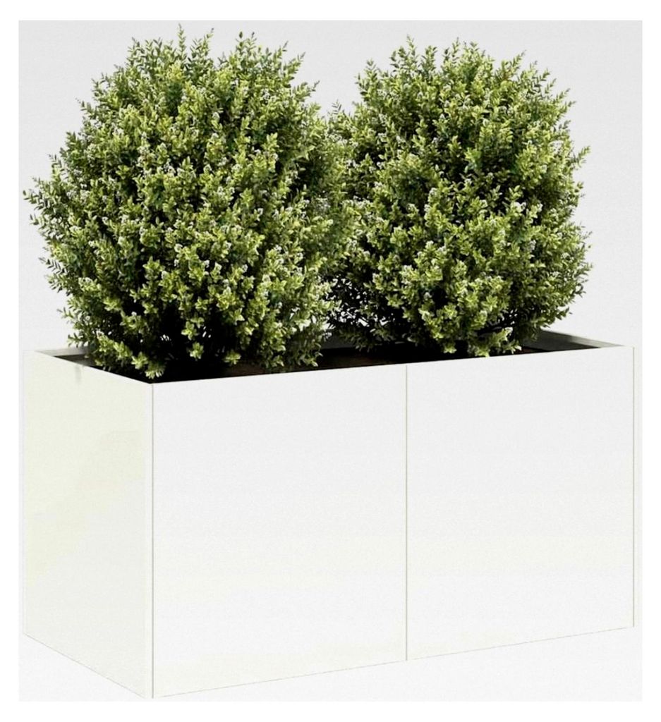 Blumenkästen, Weiß, 80 x 40 x 40 cm, kaltgewalzter Stahl, Hochbeet, für Garten, Pflanzgefäß, für Blumen, Sukkulenten, Terrasse, Balkon