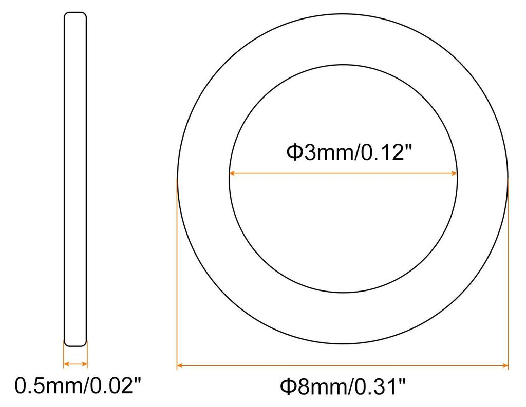 300 Stš¹ck Unterlegscheiben M3 x 8mm x 0,5mm Dichtringe Flach Dichtungsringe Spaltscheiben Sicherungsscheiben Beilagscheiben Messing Muttern fš...