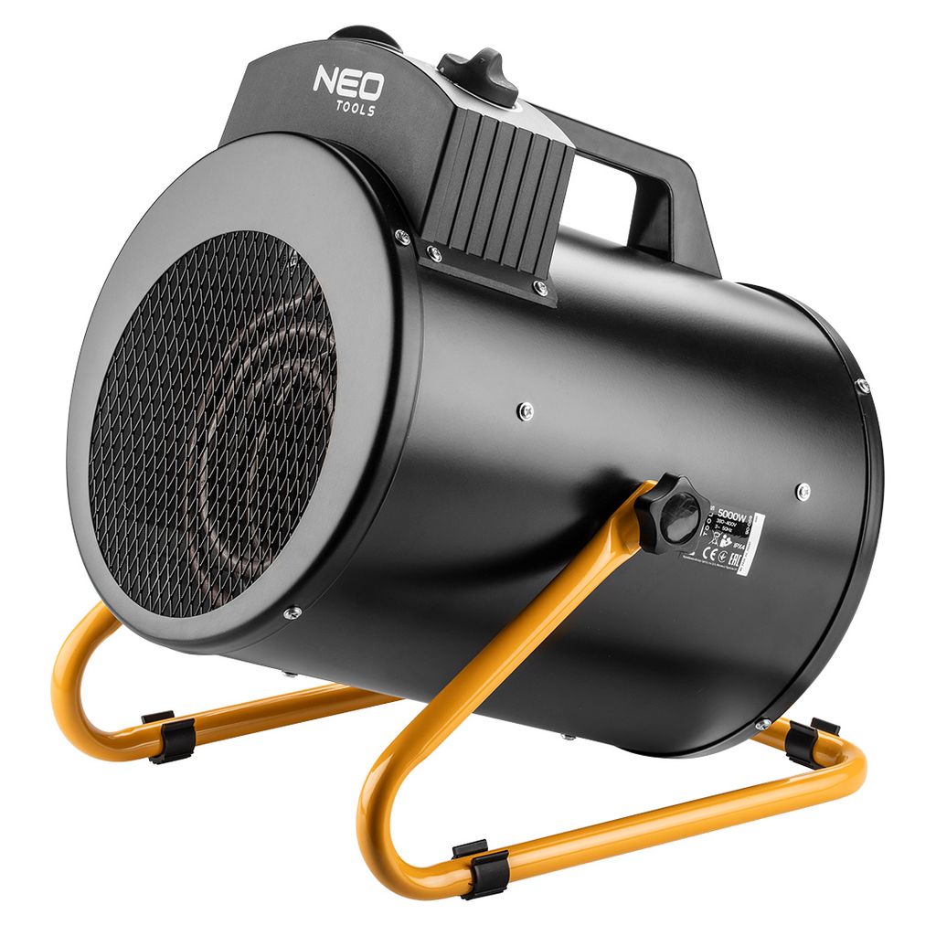 NEO TOOLS Elektroheizer 5kW, Heizelement Edelstahl, einstellbarer Thermostat, Überhitzungsschutz, mit Gebläse, verstellbarer Einstellwinkel, isol...