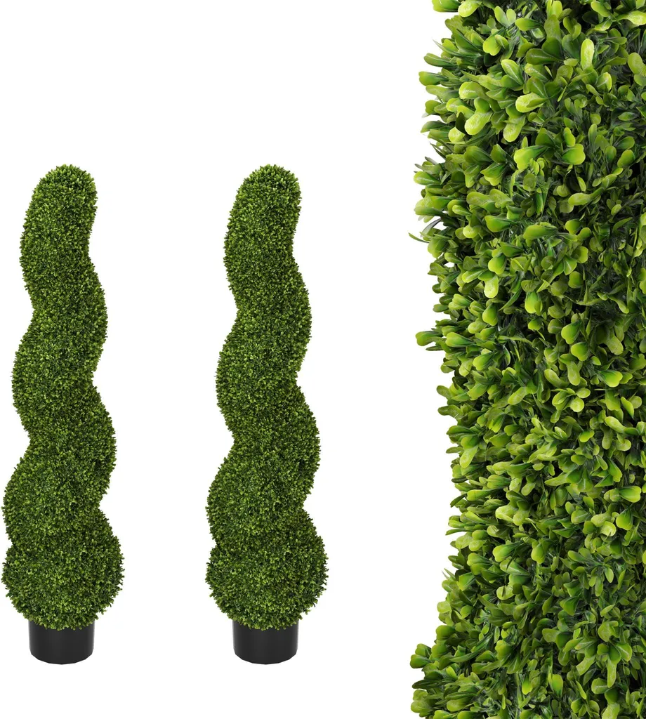 Plante Artificielle 90cm en Spirale Extérieur et Salon - Pack de 2