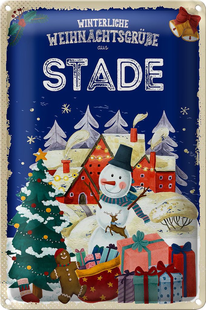Blechschild Weihnachtsgrüße aus STADE 40x30cm