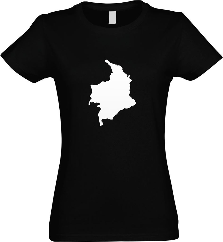 Kiwistar - T-Shirt tailliert - Damen - schwarz - Kolumbien Umriss Kontur - mit Motiv Bedruckt - Funshirt Design - Sport - Freizeit - Damen - L