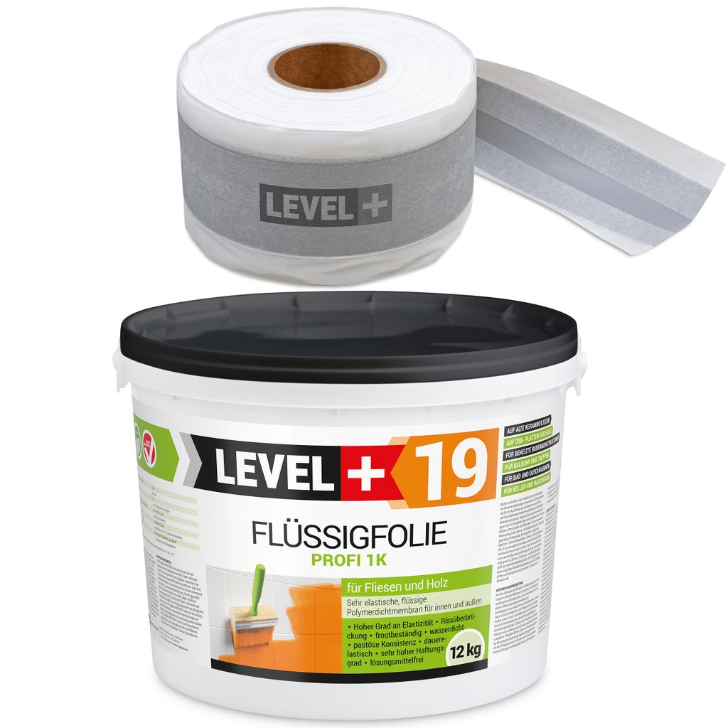 Dichtset Innen Außen Abdichtung-Set SET526 Flüssigfolie 12kg Auf Holz Fliesen OSB Wasserdicht Dichtband 120/70mm Ausdehnbar