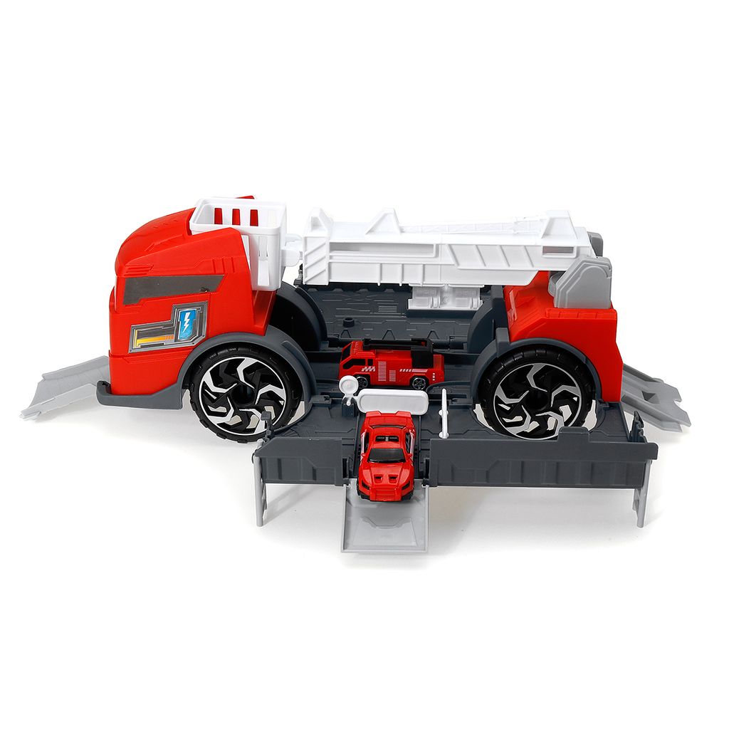 1:24 Kinderspielzeug LKW Engineer Fahrzeug Feuerwehrauto Autos Parkhaus Truck DE 