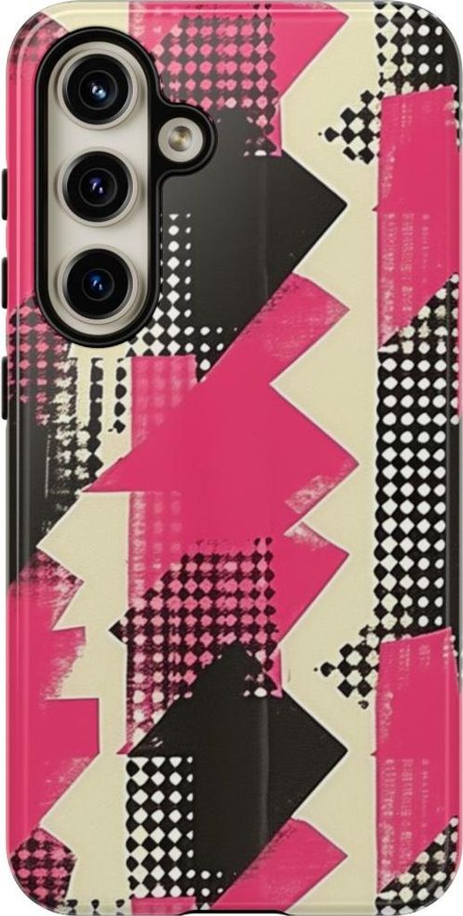 Pink-Schwarz Geometrie – Hülle Kompatibel mit Samsung Galaxy S24