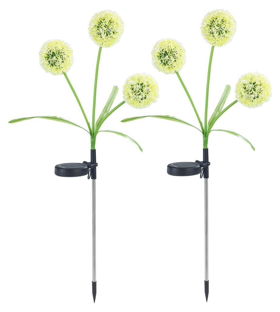 Maximex Solar LED Gartenstecker Pusteblume, 2er Set, LEDs in 5 Farben, 2 Lichtmodi, Dämmerungssensor, wetterfest, Solar Gartenbeleuchtung für Bee...