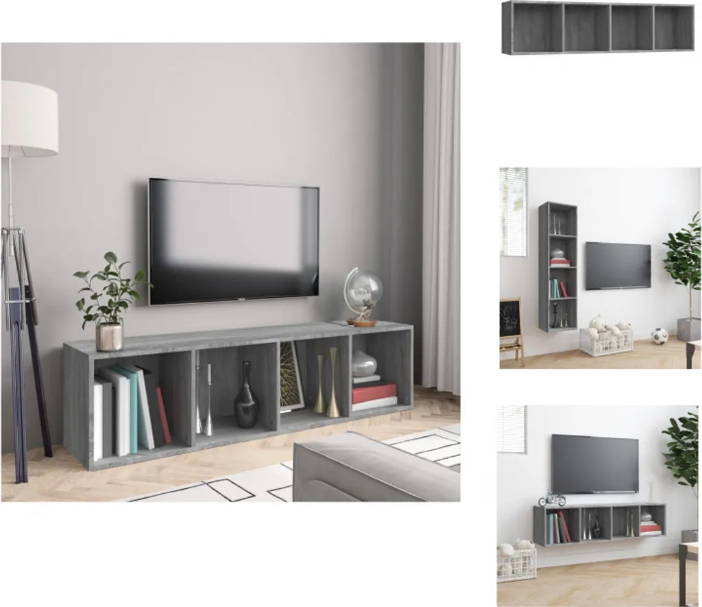 Libreria Parete Grigio Sonoma 143cm vidaXL - Mobile TV Design