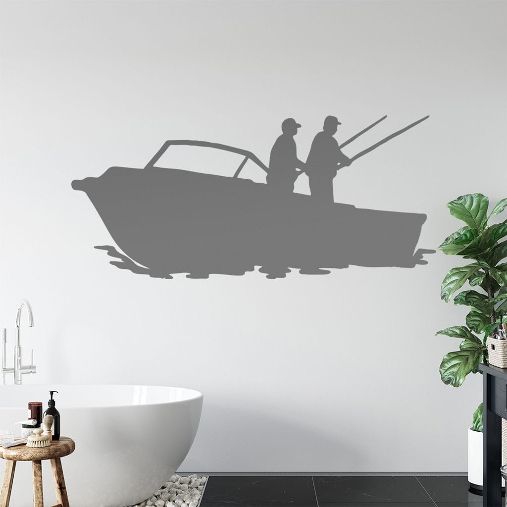 KIWISTAR Fischerboot - Finger Meer Angeln Fisch Wandtattoo in 6 Größen - Wandaufkleber Wall Sticker - Dekoration, Küche, Wohnzimmer, Schlafzimme...