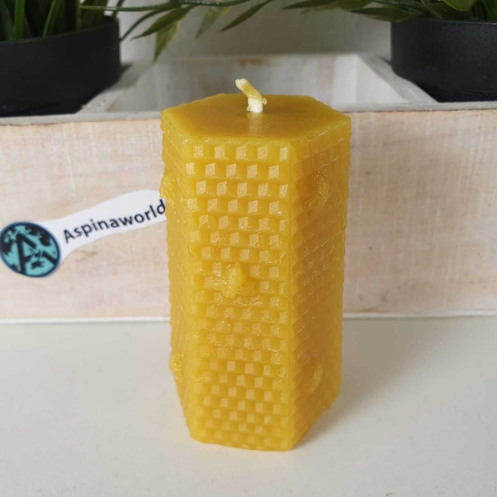 Bienenwachskerze sechseckige Wabenkerze 8 cm Produktbild 