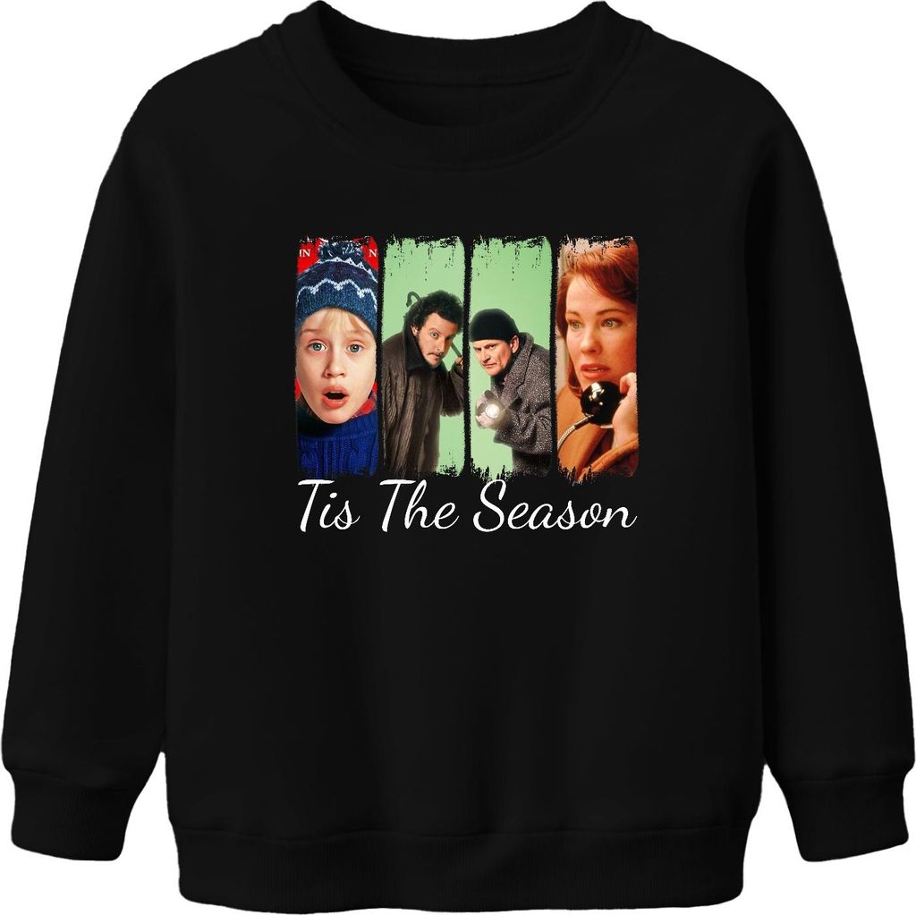 Tis The Season Home Alone Kevin Wet Bandits Weihnachten Geschenk Uni Kinder Sweatshirt Pullover, Schwarz, 104