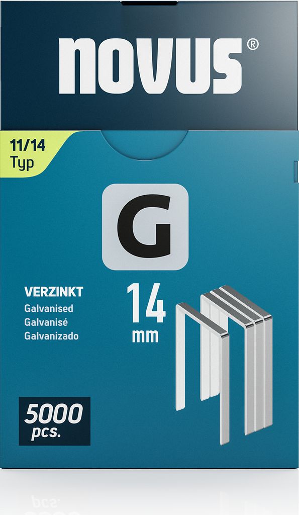 NOVUS TOOLS Flachdrahtklammern Typ 11, 14 mm, 5000 Stück, Produktbild 