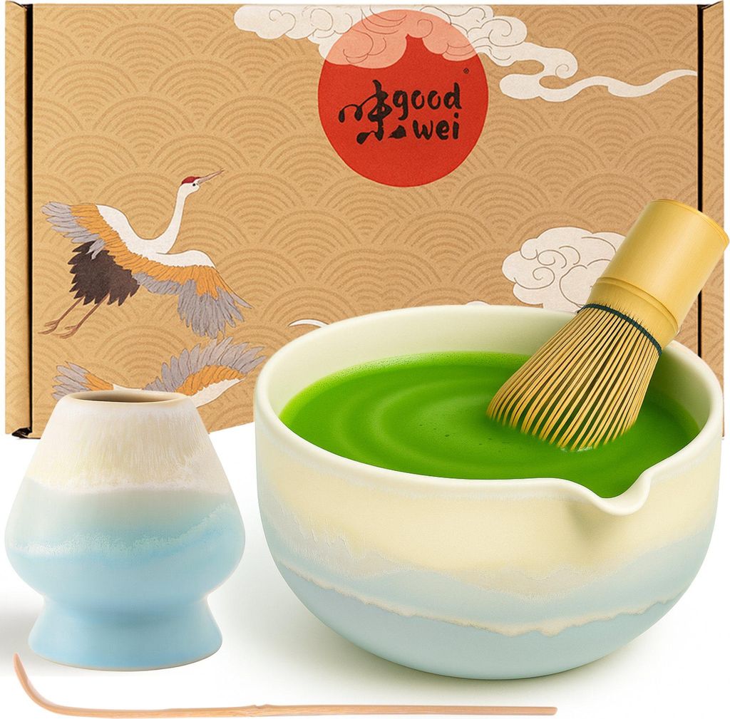 Set Matcha "Fuji Blue" con ciotola con beccuccio, frustino Immagine del prodotto 