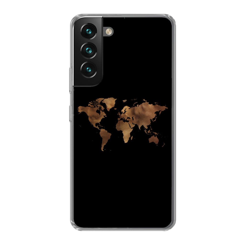 MuchoWow Handyhülle Schutzhülle Hülle für Samsung Galaxy S22 Weltkarte - Stoff - Karte Silikon Softcase Handy Hülle - Mobiltelefonhülle