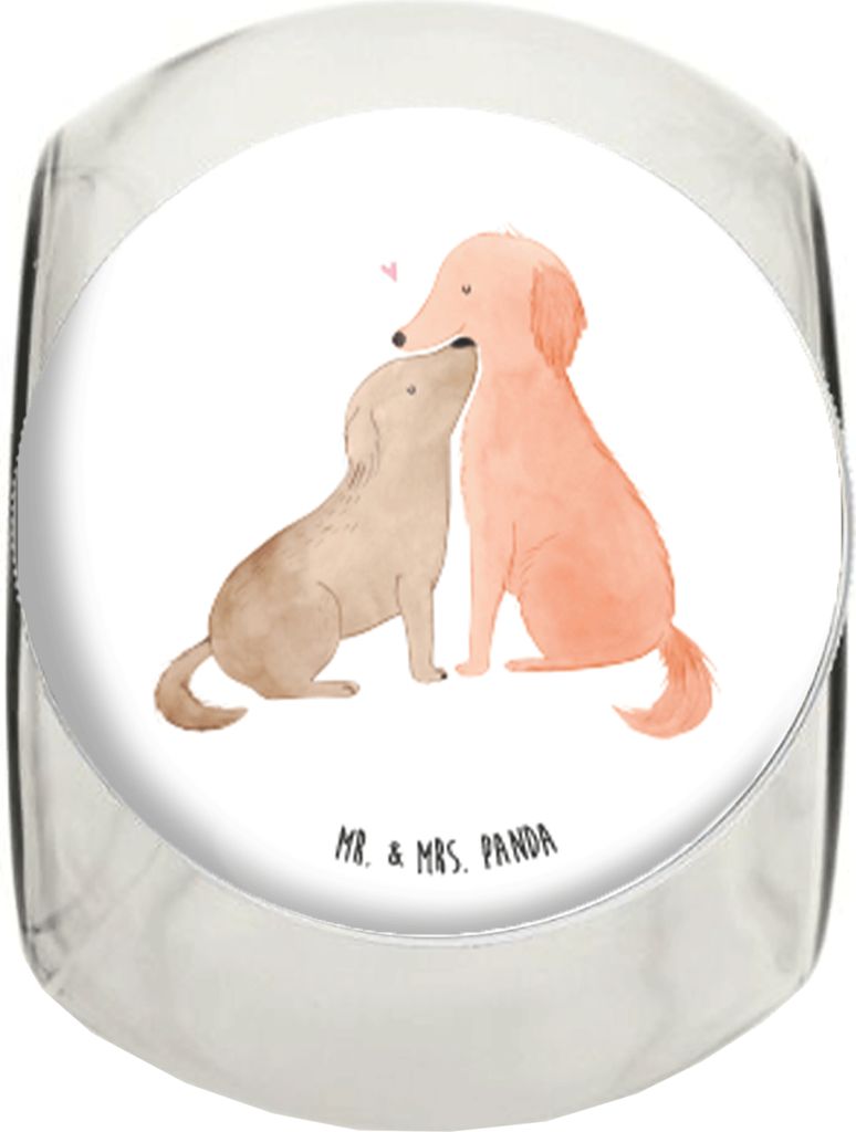 Mr. & Mrs. Panda Kaffeedose Hunde Liebe L 870ml - Weiß - Geschenk, Kuss, Vorratsglas, Sprüche, Herz, Hund, Glasdose, glasbehälter, Bonboniere, V...