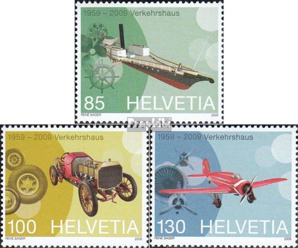 Briefmarken Schweiz 2009 Mi 2089-2091 (kompl.Ausg.) postfrisch Verkehrshaus der Schweiz