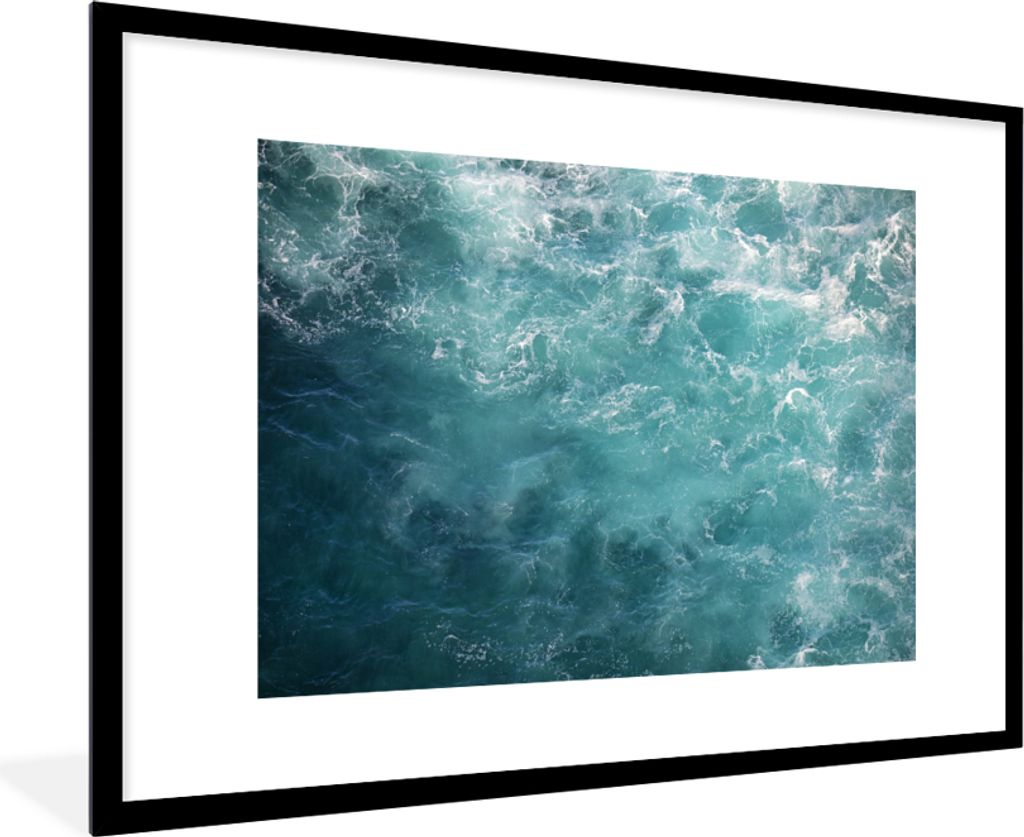 MuchoWow MuchoWow Gerahmtes Poster Meer - Wasser - Türkis 90x60 cm - Poster mit zchwarzem Bilderrahmen - Wanddekoration - Fotos
