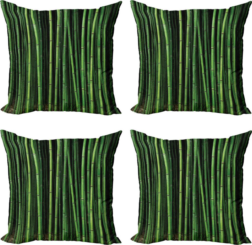 ABAKUHAUS peace Garden Kissenbezug Set (4 Stück), Bambusrohrwald, Moderner Doppelseitiger Digitaldruck, 60 cm x 60 cm, Lindgrüne und Smaragd