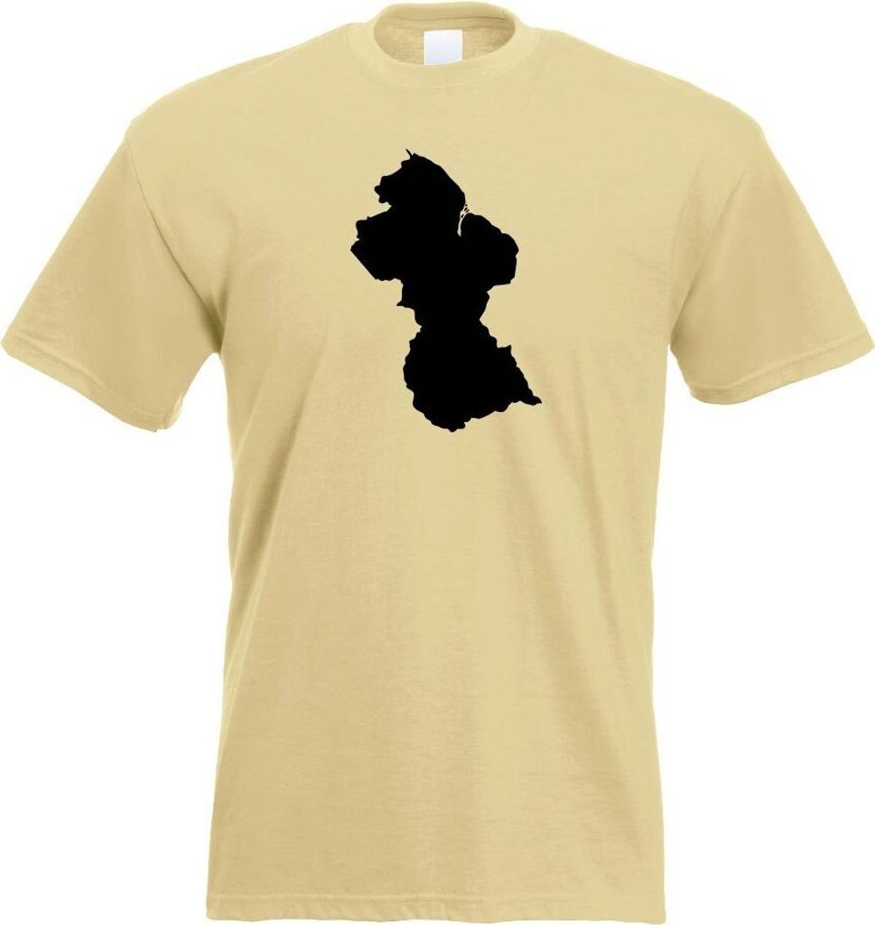 Kiwistar - T-Shirt - Khaki - Guyana Umriss Kontur Herren Funshirt Bedruckt Design Sprüche Spruch Motive - mit Motiv Bedruckt - Funshirt Design - S...