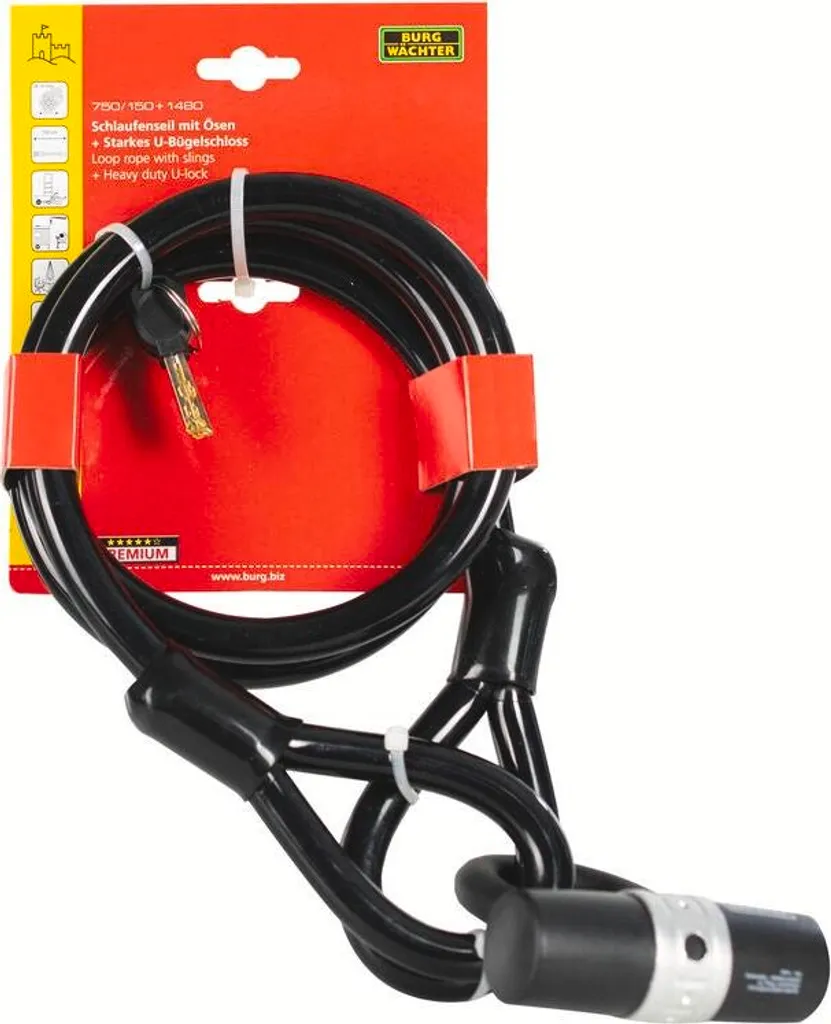 Antivol en U 1450 HB avec Câble Long de 120cm en Acier Blindé Haute Qualité