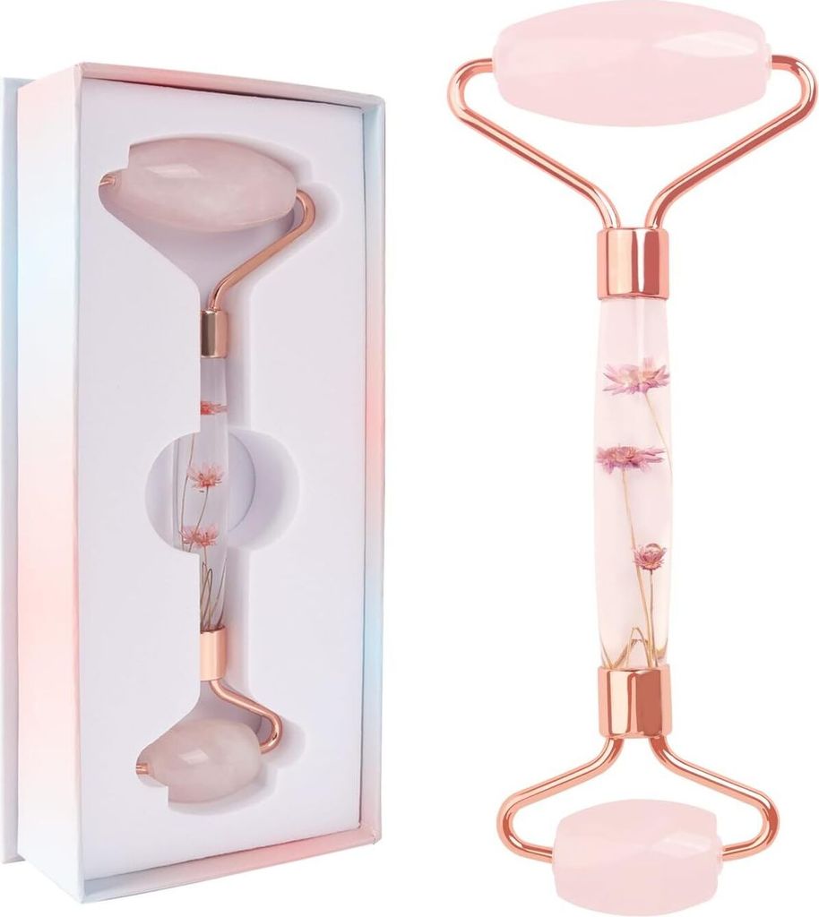 Jaderoller, Gesichtsroller zur Reduzierung von Rötungen, Hautpflege-Tools, rosa Selbstpflege-Geschenk für Männer und Frauen, Massagegerät für ...