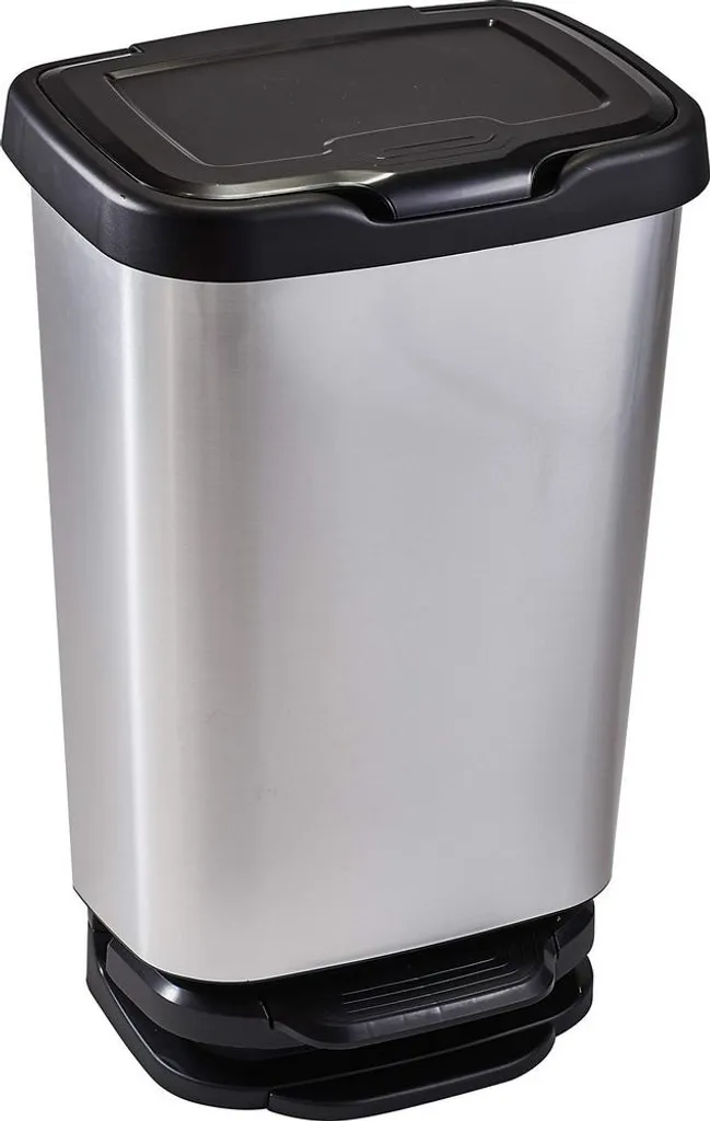 Mondex Poubelle à Pédale 40L Argent et Noir avec Fermeture Douce
