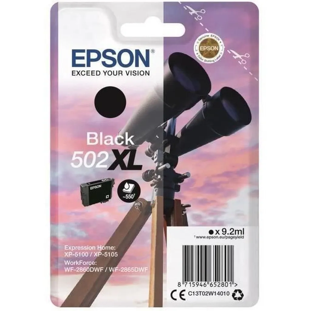 Epson 502 XL Noir T02W1 - Cartouche d'encre haute autonomie 550 pages nettes