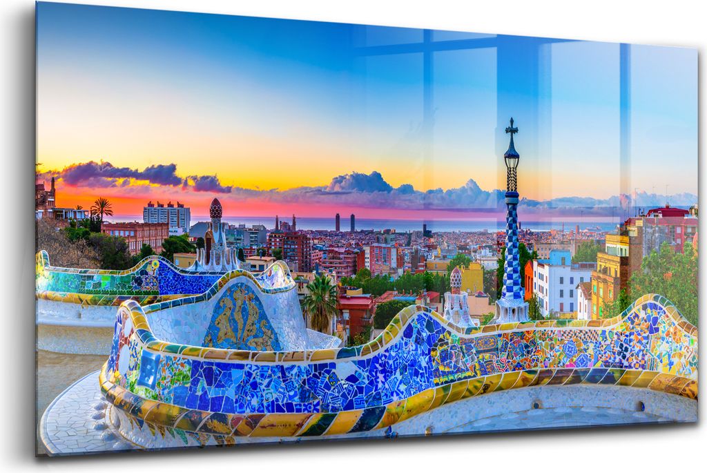 Bilder auf glas - Einteilig - Wanddekoration - Glas Bilder - 120x60 - Panorama der Stadt Spanien
