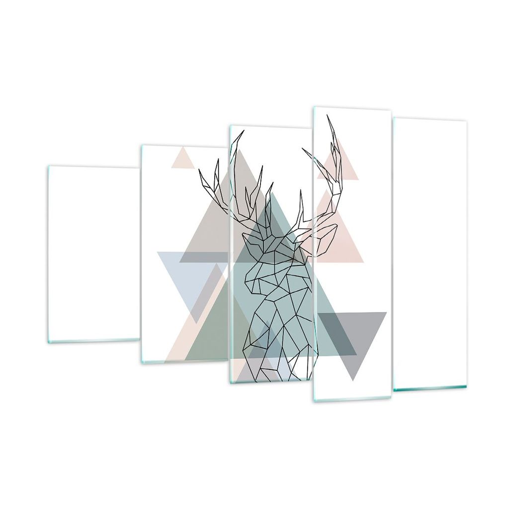 Bilder auf glas - Hirsch Abstraktion - 150x100cm - Glasbilder - Wandbilder - Kunstdruck - zum Aufhängen bereit - Wanddekoration aus Glas - Glas Bi...