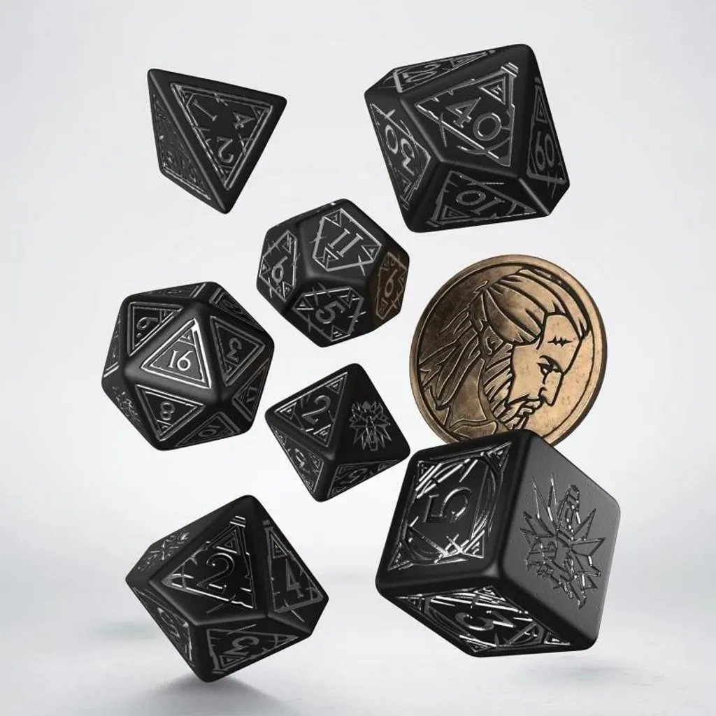 Set de dés de jeu de rôle Witcher Geralt version épée d'argent SWGE04