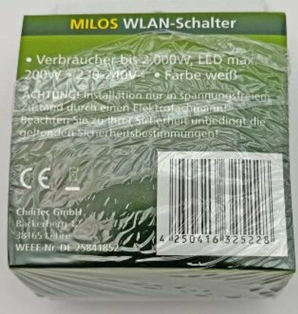 MILOS WiFi Schalter Android + iOS- App,Alexa/Google Produktbild 