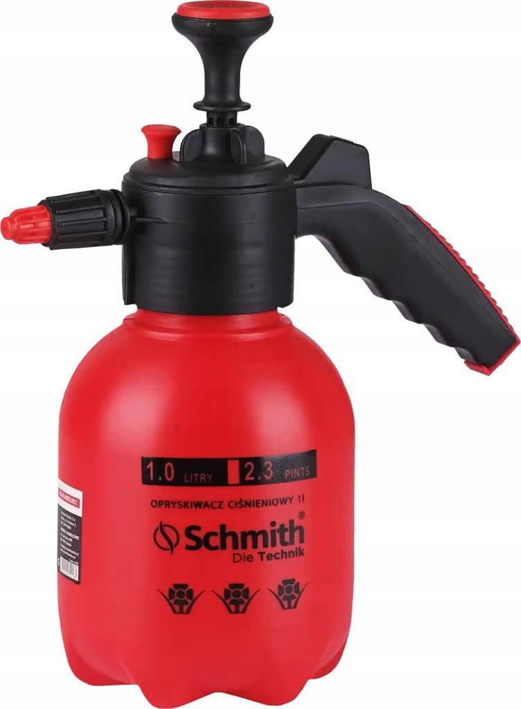 Schmith Premium Drucksprüher 1 l Sicherheitsventil | Gartenspritze Unkrautspritze Pumpsprüher | Pflanzensprüher Druckspritze Unkrautvernichter