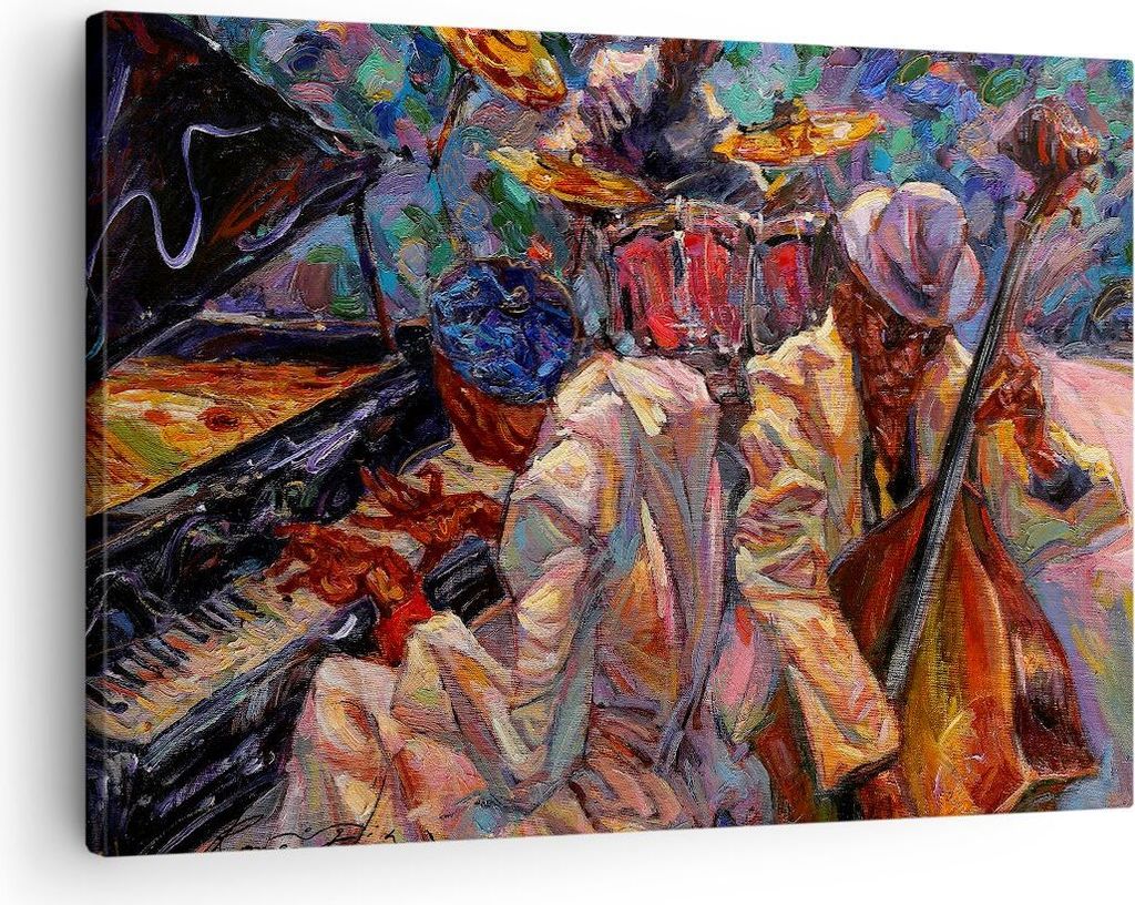 Bild auf Leinwand - Leinwandbild - Jazz Musik Band - 70x50cm - Wand Bild - Wanddeko - Wandbilder - Leinwanddruck - Bilder - Kunstdruck - Wanddekora...