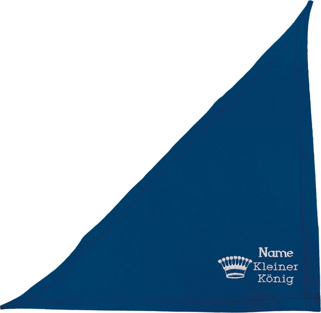 Besticktes Hundehalstuch Blau 65 cm mit Krone und kleiner König plus Namen vom Hund