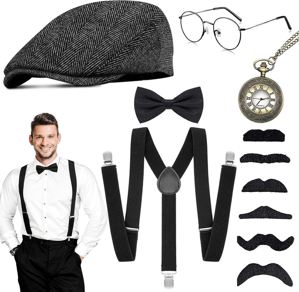 Herren 20er Jahre Accessoires Set Peaky Blinders Mafia Produktbild 
