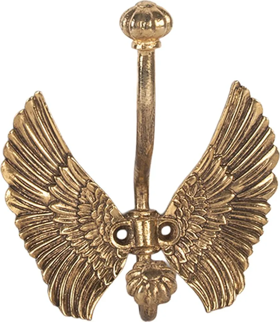 Patère Murale Design Ailes d'Ange en Métal Doré pour Entrée et Chambre