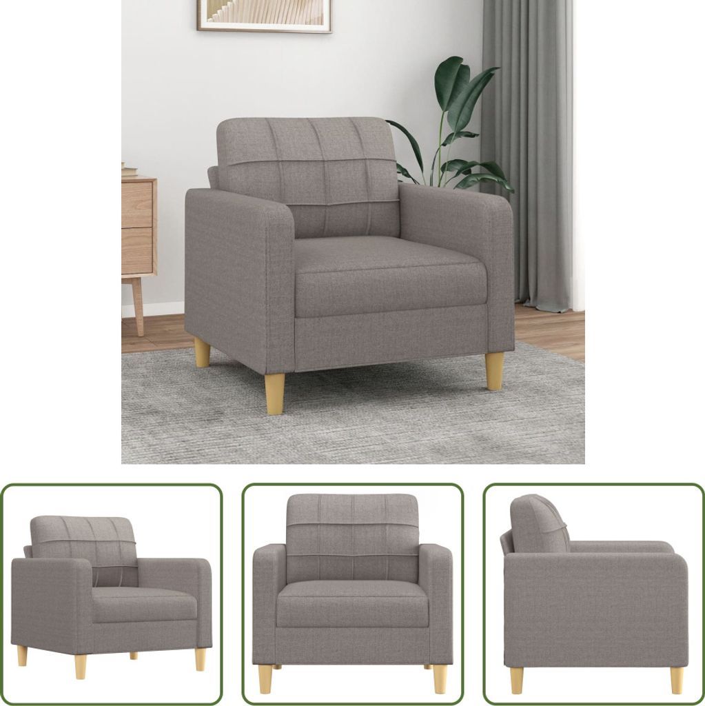 The Living Store Sofasessel Taupe 60 cm Stoff