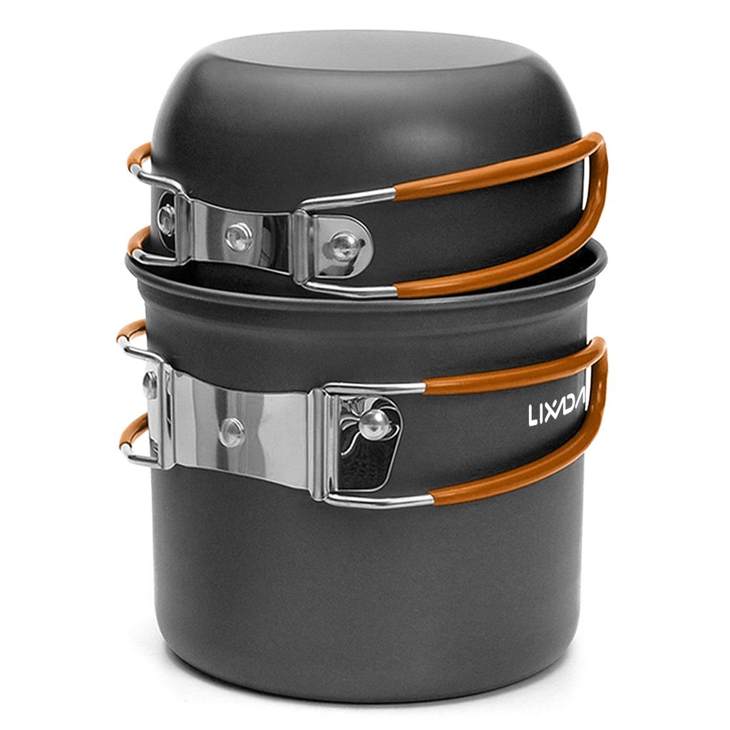 Camping Kochgeschirr Set Tragbar Outdoor Geschirr Set Aluminium Faltbare Camping Topf Kochtopf für 1-2 Personen Picknick Camping Wandern