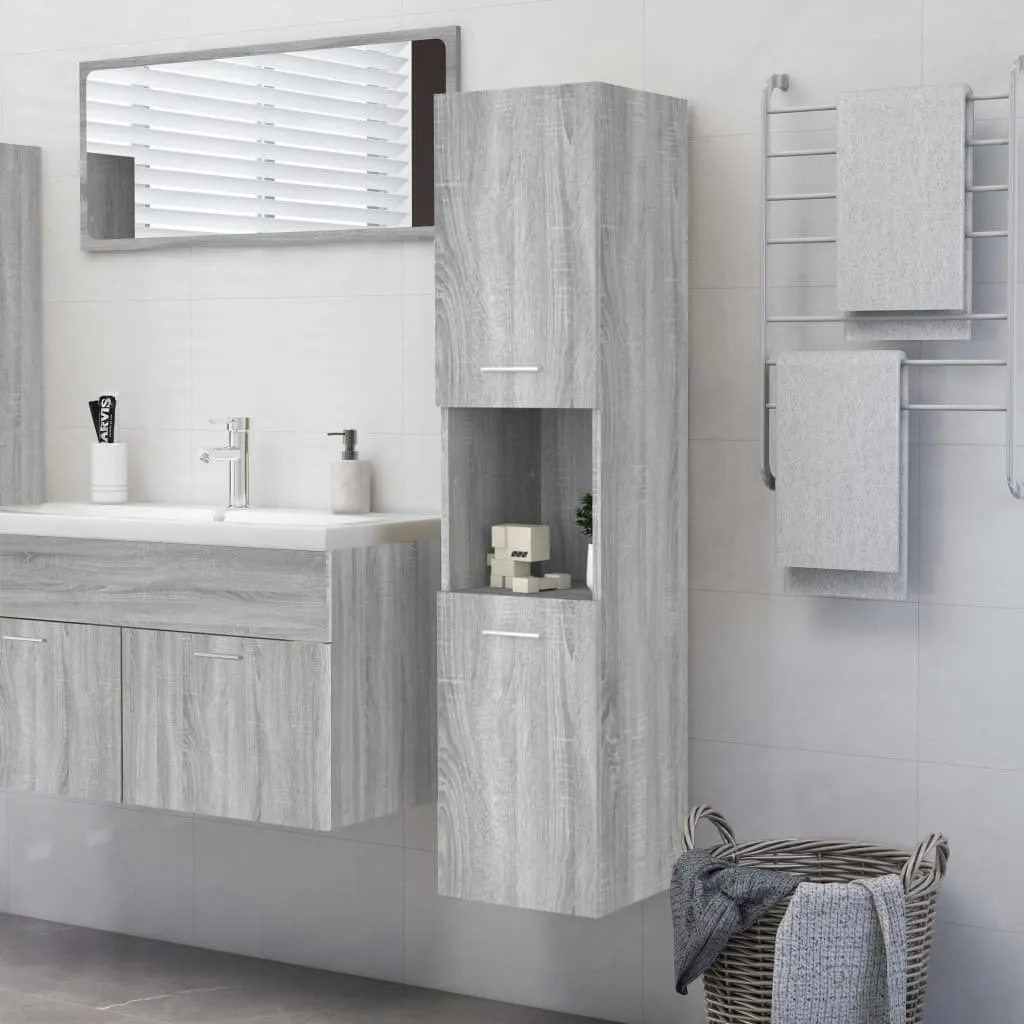 Colonne de salle de bain verticale en bois gris Sonoma 30x130 cm