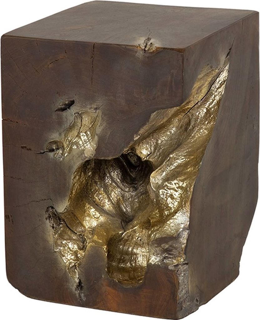 KAWOLA Couchtisch KURA Beistelltisch quadratisch Teakholz massiv dunkelgrau